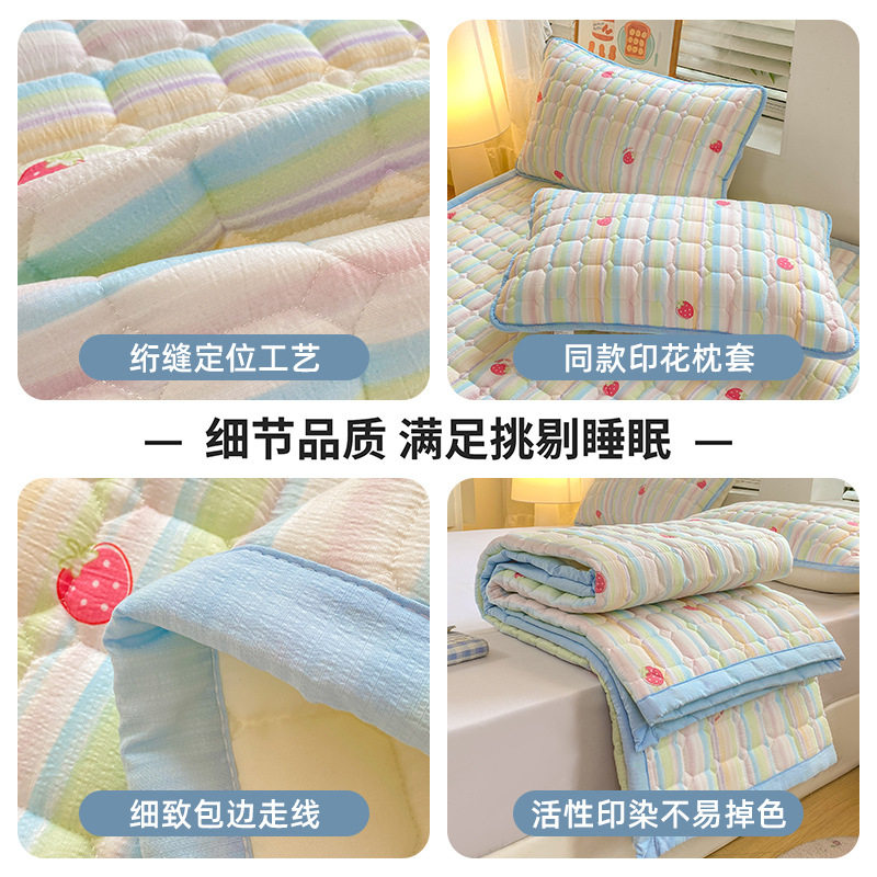 Household Thin Mattress Double-Layer Gauze Quilted Bed Pad Household Bedroom Quilted Mattress Student Dormitory Dirt-Proof Pad Quilt