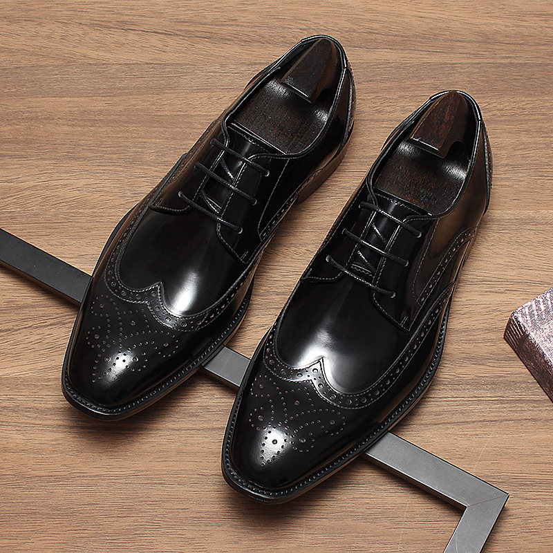 Giày Derby nam da bò cao cấp thêu hoa văn Brogue — Màu nâu, Xanh ngọc lam, màu đen