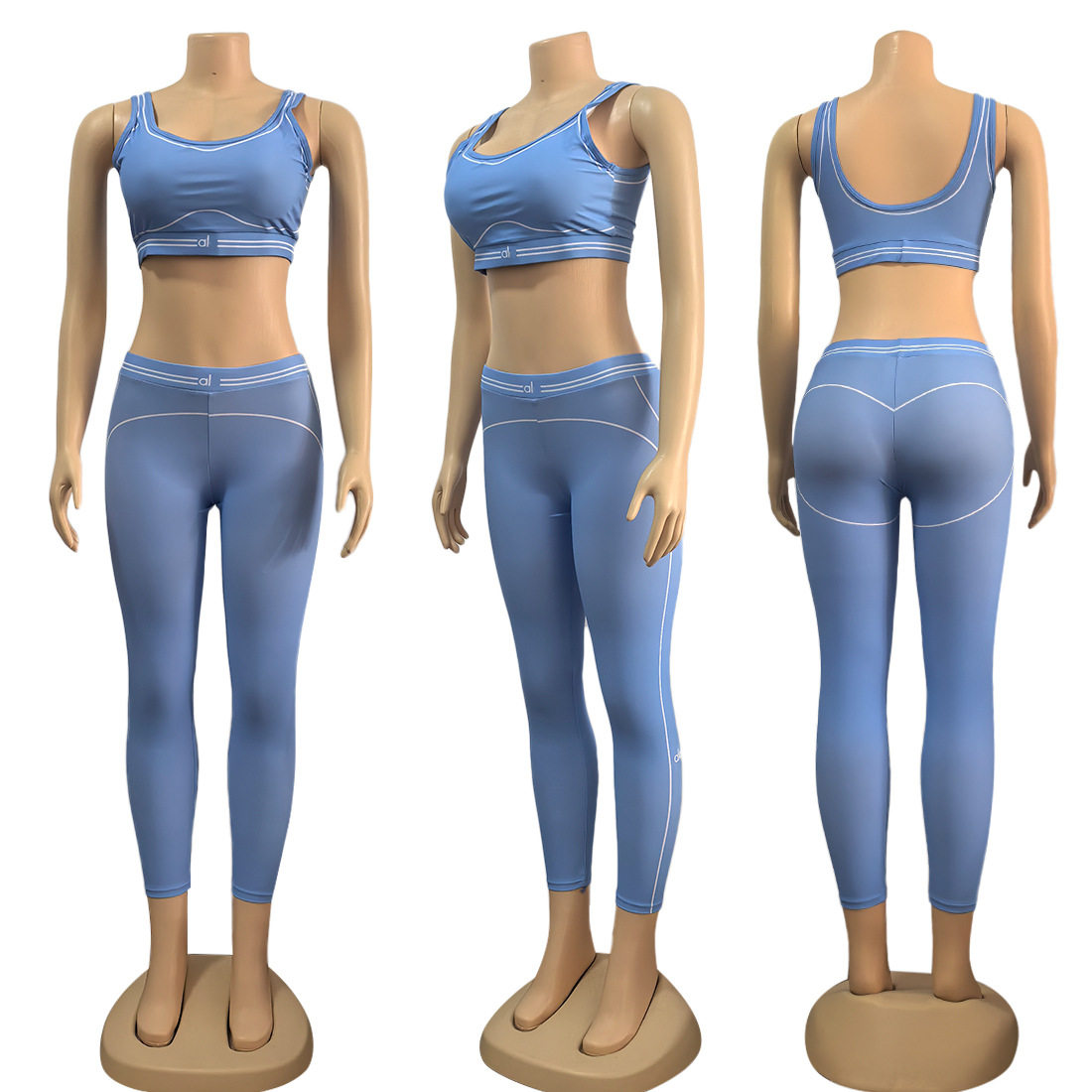 Y9006 欧美跨境女装夏季新款字母时尚瑜伽运动休闲两件套