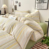 Cotton yarn-dyed washed cotton four-piece bedding Japanese-style unprinted factory cotton bedding wholesale supply