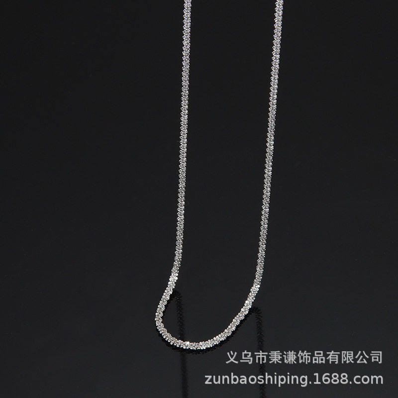 Gypsophila Necklace Women's Sparkling Super Shiny Titanium Steel Clavicle Chain Woolen Chain Men's Cauliflower Chain Gold and Silver Color Preservation