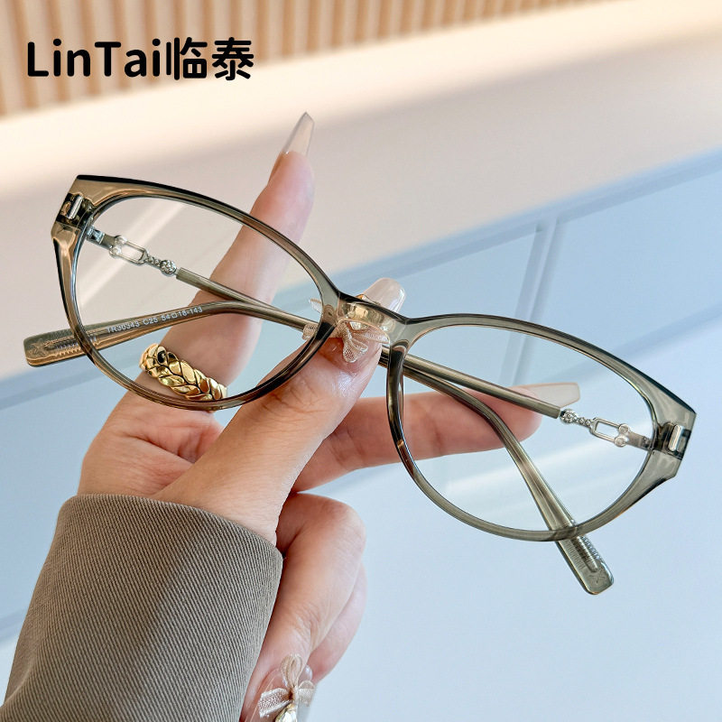 30343 New Stylish Trendy Flat Glasses Retro Cat Eye Anti Blue Light Glasses Stylish Ins High Definition Glasses Frame