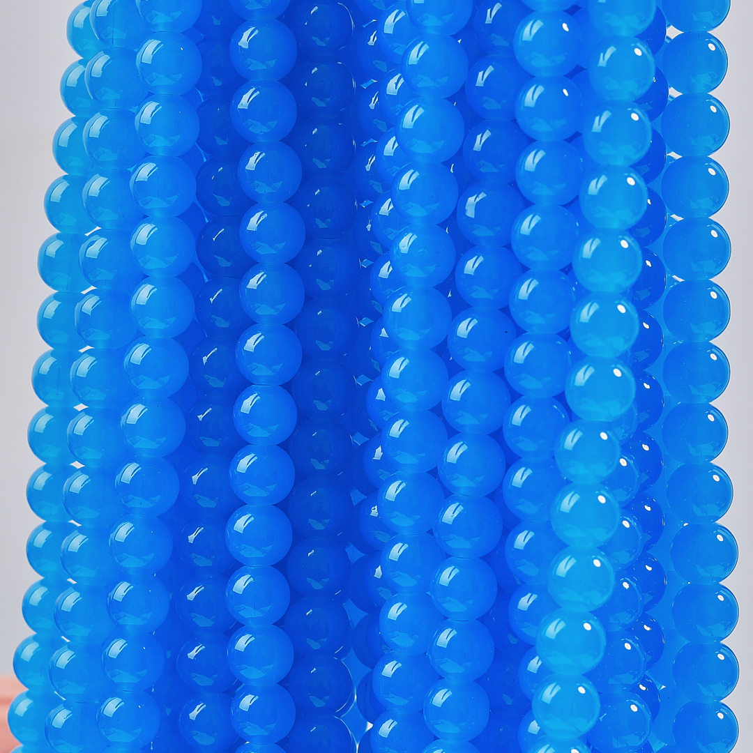 玻璃仿玉圆珠纯色散珠手工diy玉髓手链项链散珠子琉璃珠饰品配件