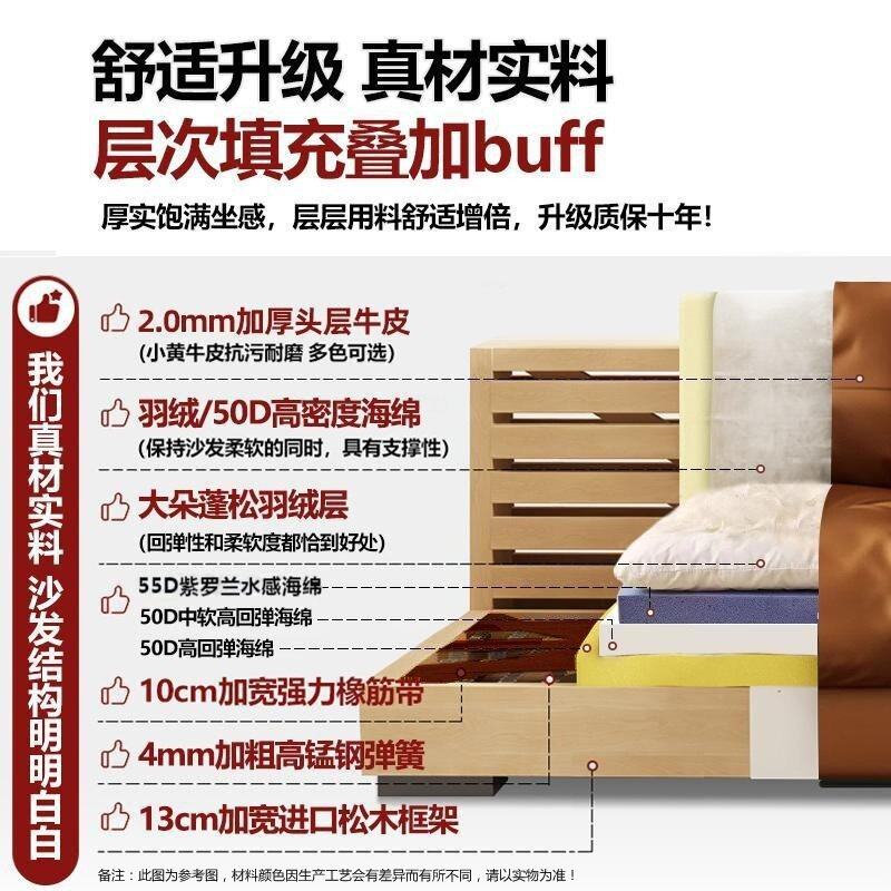 夏图大黑牛真皮沙发客厅高端意式极简时增飞天头层牛皮豆腐块沙发