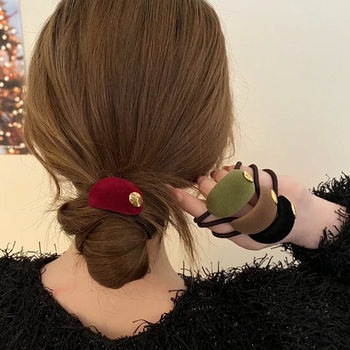 Korean style velvet arc hair band high-grade ball hair rope headdress ponytail hair rope high elastic durable rubber band