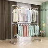 Thickened Galvanized Steel Clothes Drying Rack Floor-Standing Vertical Indoor and Outdoor Balcony Two-Layer Clothes Hanger Upper and Lower Clothes Hanger Clothes Drying Rack