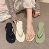 2026 Spring/Summer Crystal Fashion Versatile French Thick-Soled Flip-Flops for Outdoor Wear Jelly Toe-Post Flat Slippers