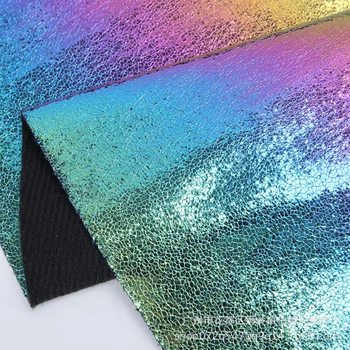 Factory direct rainbow crack PU leather special material leather magic color leather gradient rainbow PU artificial leather