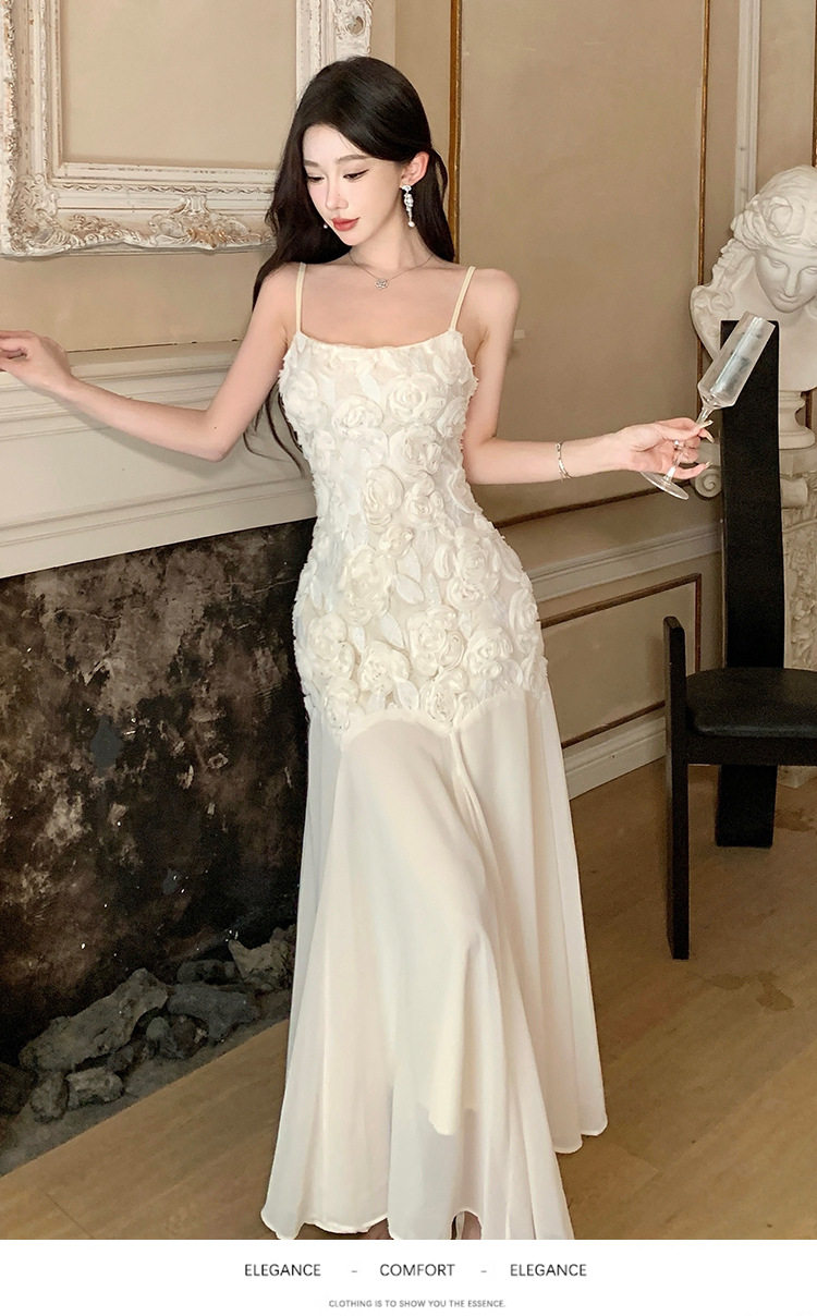 French Floral Lace Camisole Dress Elegant Mermaid Silhouette Summer Collection Perfect for Parties OEM Available