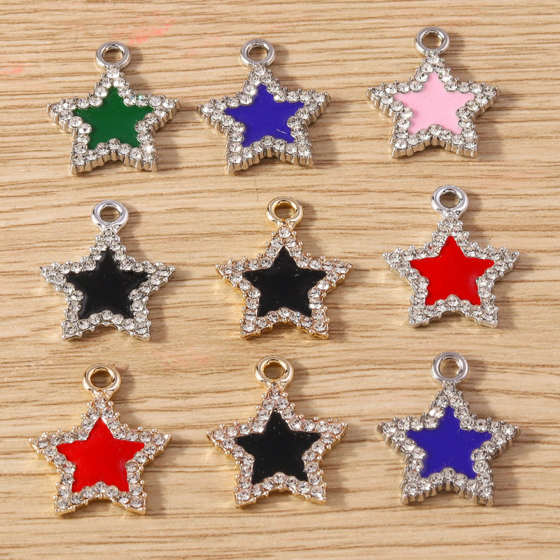 10 pcs/pack trendy national style original oil drop diamond star five-pointed star accessories DIY jewelry accessories necklace pendant
