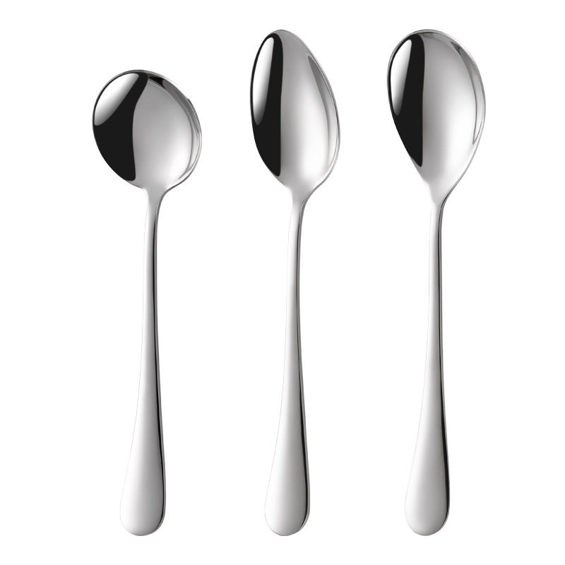 304 stainless steel spoon thickened household eating long handle round spoon student tableware spoon coffee dessert tip spoon