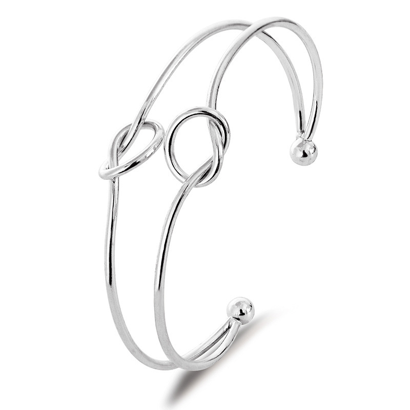 欧美金属爱心打结手镯 女diy手链开口玫瑰金手饰品新娘部落扭结