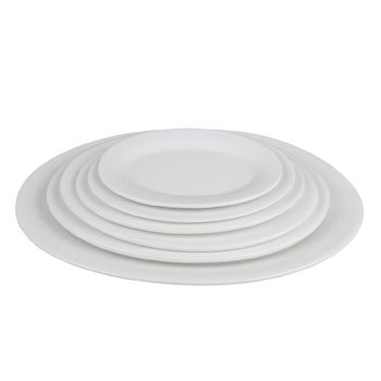 Wholesale Hotel Back Kitchen Magnesium Ceramic Tableware White Ceramic Fish Plate Egg-shaped Plate Hotel Ceramic Main Dish Plate