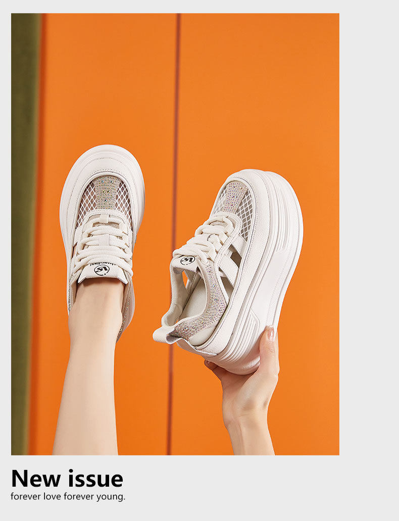Giày sneaker nữ chunky đế dày platform phong cách mùa hè 2026 — Trắng, Trắng Tím chi tiết 12
