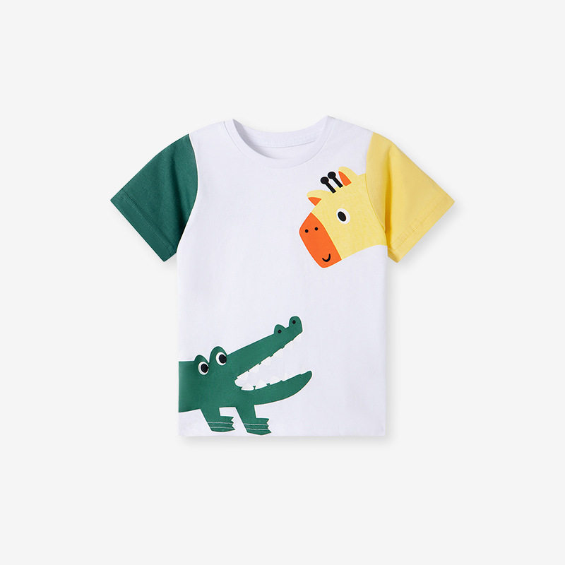 Kids' Summer Printed T-Shirt, New Baby Casual Crew Neck Cartoon Tee