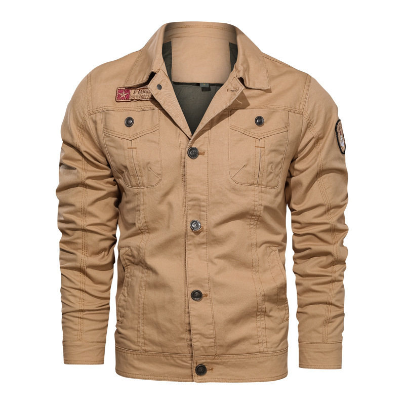 Áo Khoác Biker Nam Cotton Kiểu Âu Mỹ Quân Đội Size Lớn Màu Đen, Xanh Olive, Nâu