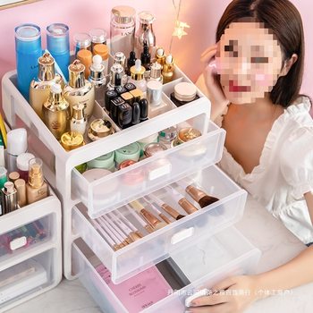 Transparent Cosmetics Storage Box Drawer-Type Dressing Table Skin Care Products Lipstick Mask Storage Box Cabinet Desktop Storage Rack