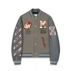 2024 Early Autumn New Ow Co-Branded Heavy Industry Embroidery Hot Diamond Baseball Jacket Men and Women Same Style One Piece Wholesale