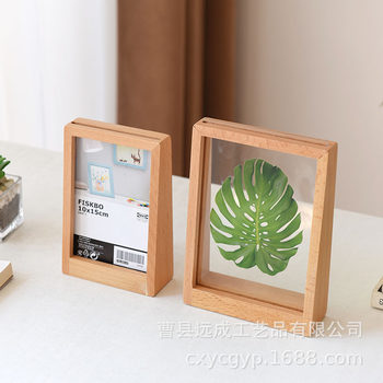 Beech Photo Frame Table for Living Room Hollow Acrylic Double-sided Photo Frame Horizontal Version Vertical Version Bedroom Desktop Photo Frame Ornaments