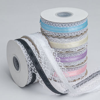 Factory Direct Sales 3cm Polyester Lace Silk Flowers Gift Packaging Bow Clothing Decoration Ribbon Lace