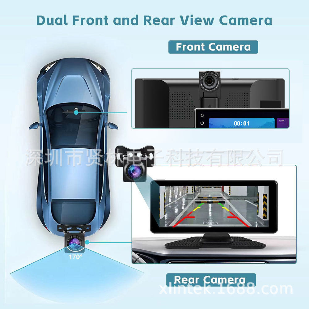 Cross-Border 11.26inch Portable Driving Recorder Car Navigation High-Definition Reversing Image Wireless Carplay