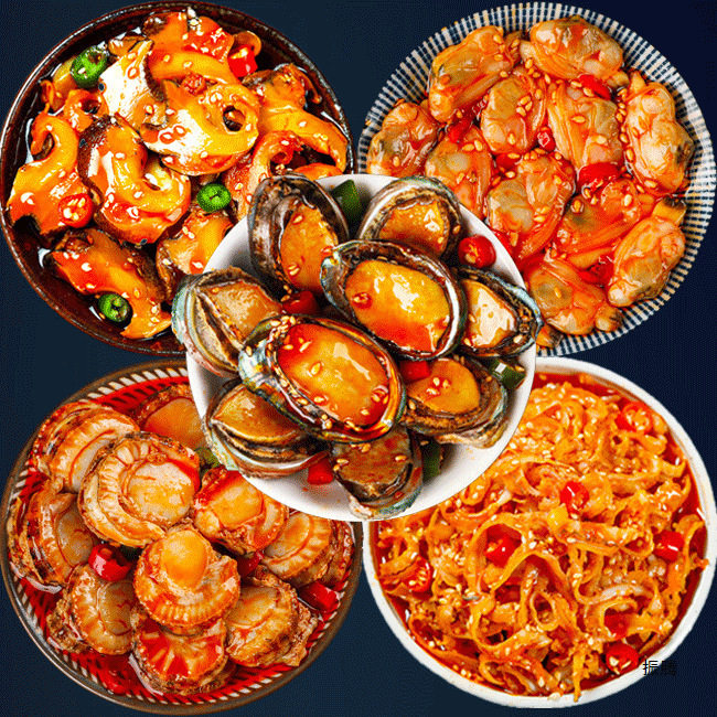 Seafood Ready-To-Eat Small Oyster Combo Set Spicy Clams Sea Hare Lobster Tail Scallops Canned Abalone