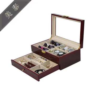 Paint double-layer watch glasses jewelry box watch glasses box three-in-one storage box jewelry watch display box