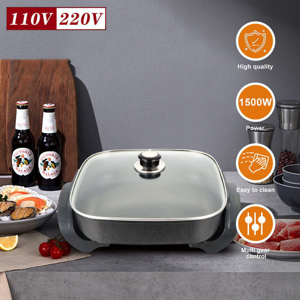multi-function electric hot pot, cooking and stir-frying integrated pot, square pot, electric hot pot, electric cooking pot