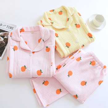 Orange Air Layer Moon Clothing Autumn and Winter Loose Pregnant Women's Pajamas Thickened Lactation plus size suit