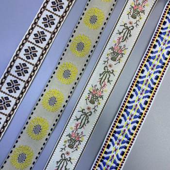 3cm Polyester Jacquard Ribbon Ethnic Style Geometric Pattern Garment Accessories Ribbon Color Jacquard Belt