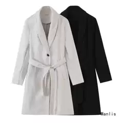 Z Cross-border European and American Style 2026 New Fashionable and Elegant Women's Wholesale Lapel Belted Soft Coat 3046327