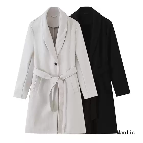 Z Cross-border European and American Style 2026 New Fashionable and Elegant Women's Wholesale Lapel Belted Soft Coat 3046327