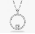 Circle white diamond necklace