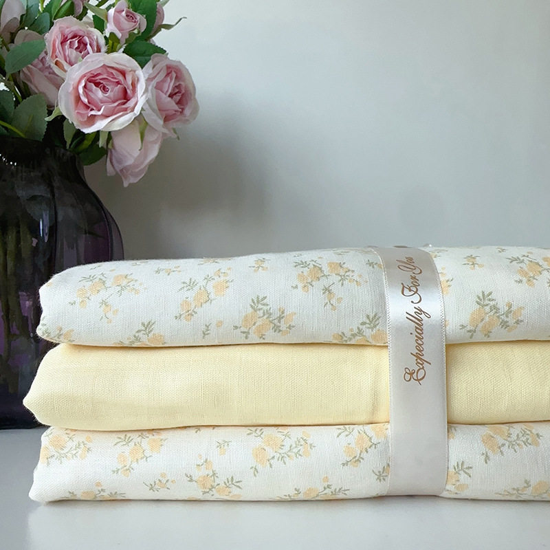 Class A Pastoral Style Maternal and Infant Grade Double-layer Yarn Cotton Four-piece Set 100 Cotton Bed Three-piece Set Children's Quilt Cover Live Broadcast
