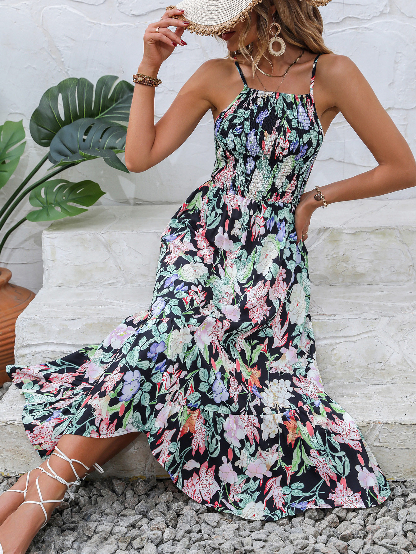 Floral Print Maxi Dress Casual Style Elegant Vibes Sleeveless Lightweight Fabric Perfect for Summer Events
