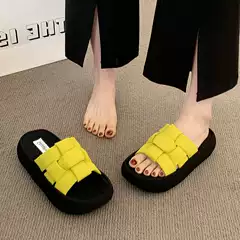 Small Thick-Soled Woven Sandals for Women 2025 Summer New Fashion Outer Wear Open-Toe Seaside Beach Flip-Flops