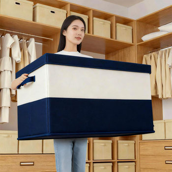 Cross-Border Metal Cotton and Linen Storage Box with Lid, Foldable Desktop Organizer, Bedroom Clothing Storage Box, Sundry Storage Box