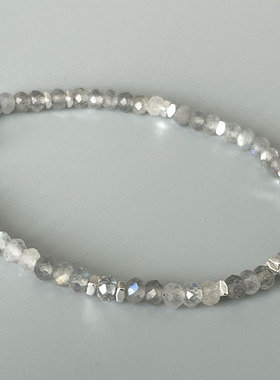 小众设计复古叠戴手链长石碎银子