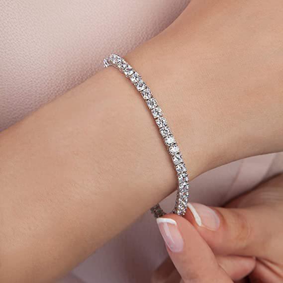 Four-claw diamond bracelet fine diamond niche design simple elegant luxury single row European and American cross-border bracelet