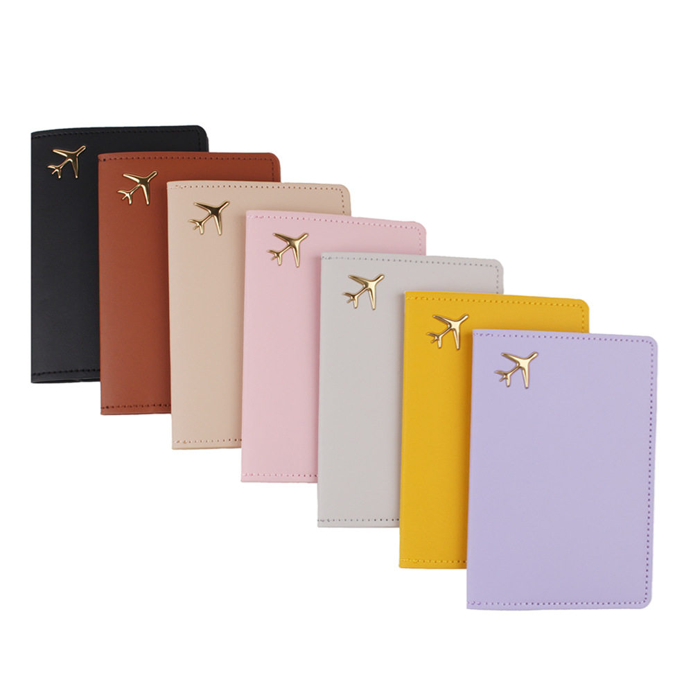 Cross-Border 3D Logo Aircraft Thickeneded Pu Leather Travel Passport Protective Cover Storage Leather Document Bag Card Holder Ready Stock