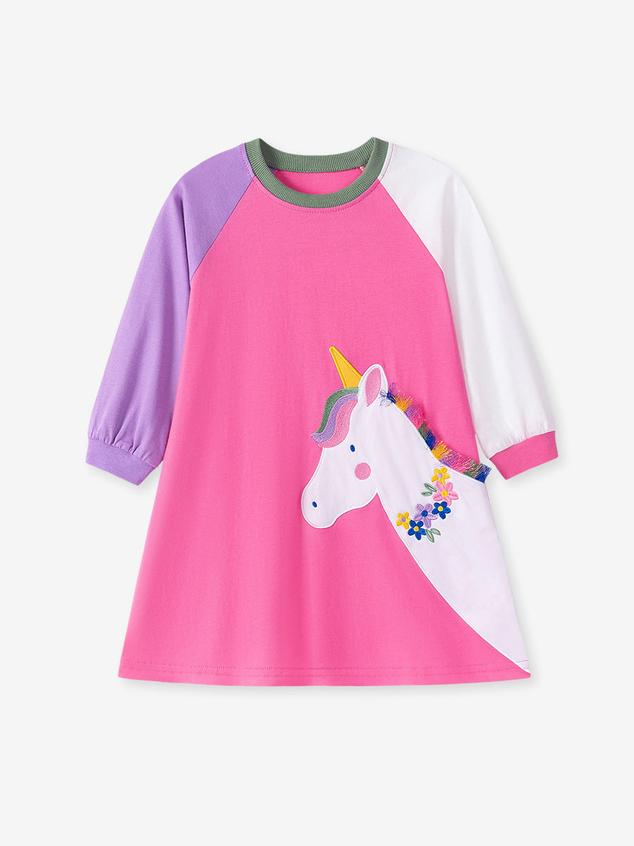 Custom-made Kids' Dress Wholesale, Autumn Long-sleeve Girls' Dress, Cartoon Cotton Kids' Dress