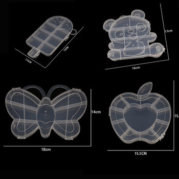 Bead plastic box ice cream popsicle transparent box bear head love box love plastic box DIY rubber band plastic box