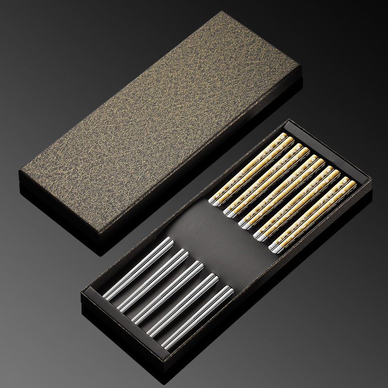 316l龍紋 (金色五双礼箱)