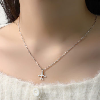 Ancient Cat Ning Childhood Memories Personality Cute Pendant Clavicle Chain Women's Elegant Japanese and Korean-style Diamond-encrusted Aircraft Clavicle Chain