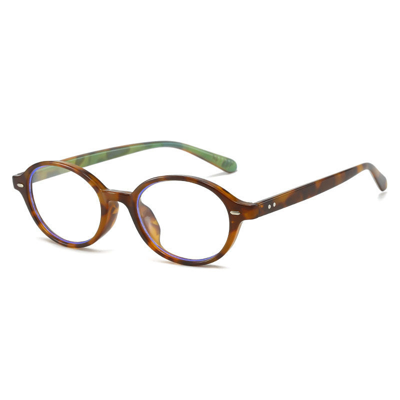 Korean-style Retro Oval Leopard Print Nerd Hawksbill Glasses Women's Small Frame Myopia Anti-blue Light Eye Frame Men's European and American