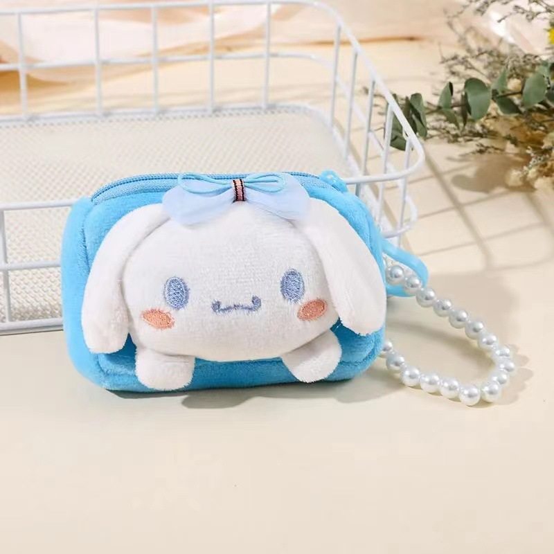 Cartoon Coin Purse Cute Korean Style Pearl Lanyard Small Wallet Ins Mini Doll Square Wallet