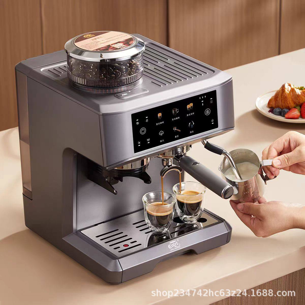 Kalent Coffee Machine Bz01 Italian Semi-Automatic Household Small Milk Froth Latte Art Grinding All-In-One Commercial