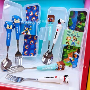 Cartoon Boxed Stainless Steel Tableware Creative 2-Piece Spoon and Fork Set Portable Student New Style Tableware