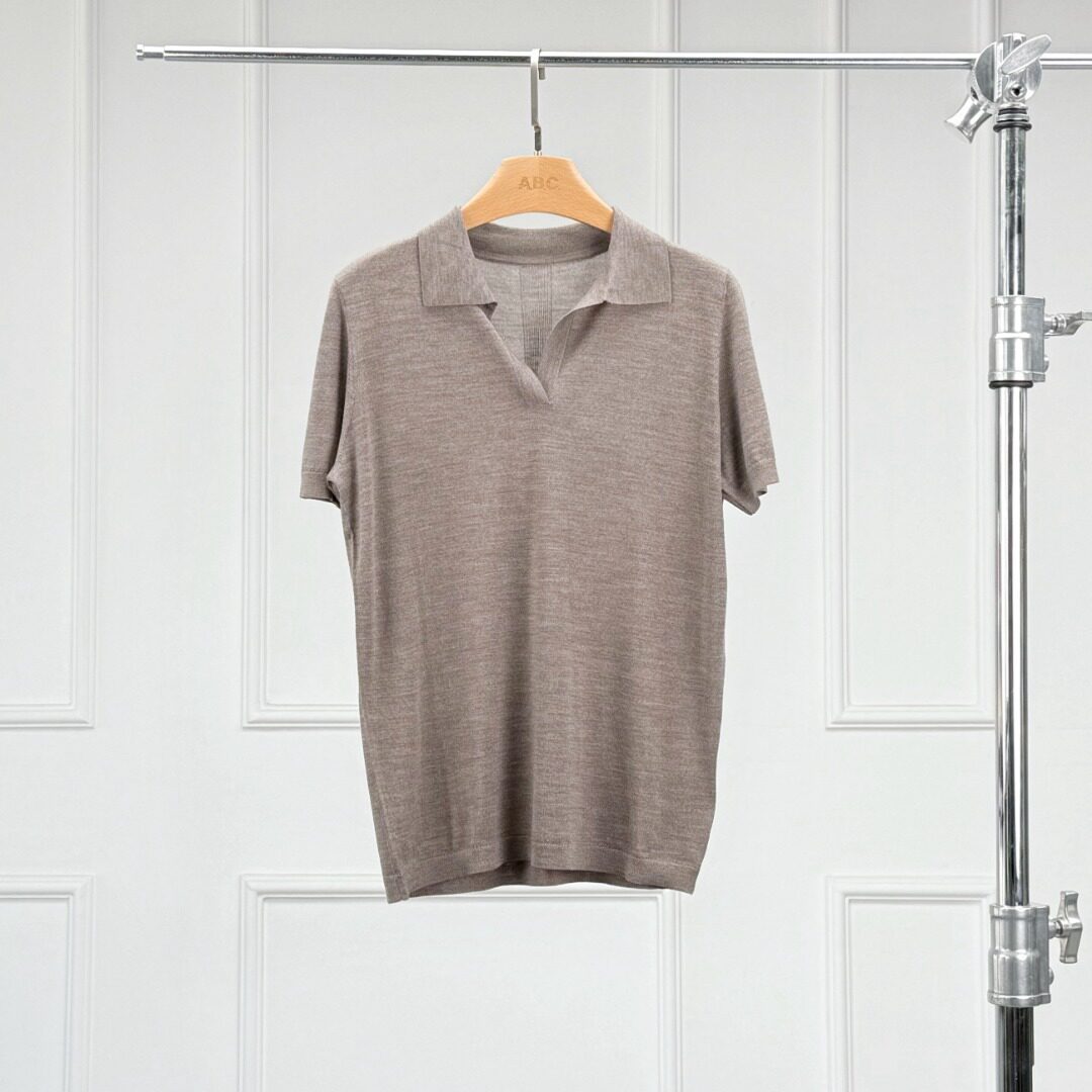 沃伦海龙 | KW025 德国扬子纱线 美丽诺羊毛Polo领女士短袖针织衫