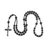 2022 summer new cross-border black natural round beads long chain black stone cross rosary beads men's necklace wholesale